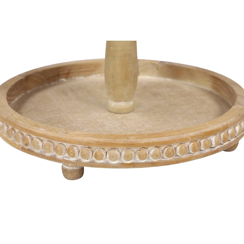 Light Brown Wood Natural 2 Tier Tray Stand