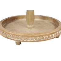 Light Brown Wood Natural 2 Tier Tray Stand