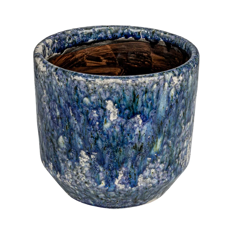 Hello Honey® 7.75" Blue Crackle Glaze Decorative Terra Cotta Planter