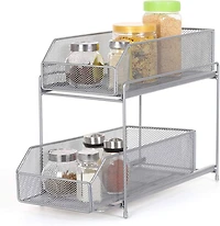 NEX™ Silver 2-Tier Sliding Basket Drawer Organizer