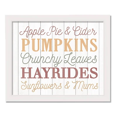 Fall Words White Framed Print Wall Art