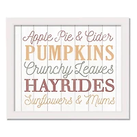 Fall Words White Framed Print Wall Art