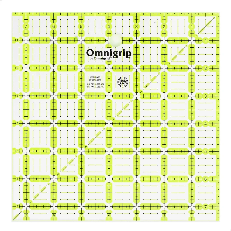 Omnigrip® by Omnigrid® 7.5" x 7.5" Non-Slip Square Quilting Ruler