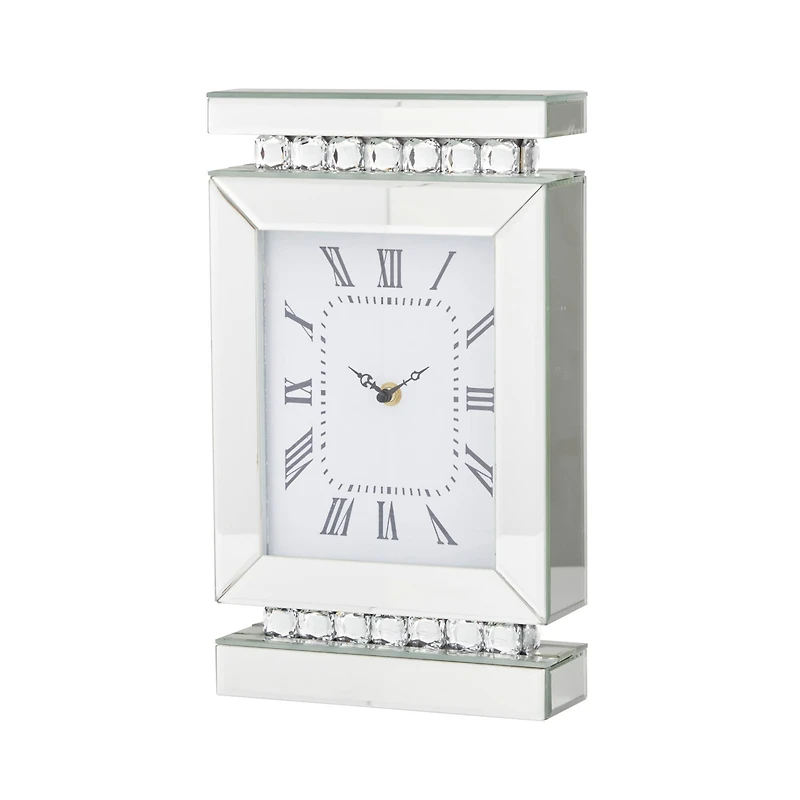 Silver MDF Glam Clock, 14" x 8" x 3"