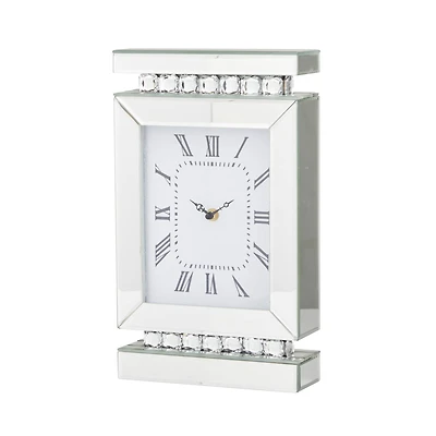 Silver MDF Glam Clock, 14" x 8" x 3"