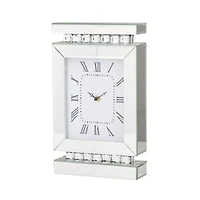 Silver MDF Glam Clock, 14" x 8" x 3"