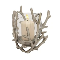 6" Silver Aluminum Coastal Candle Holder