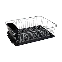 Kitchen Details Black 3-Piece Chrome Dish Rack Set