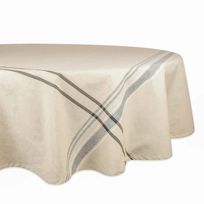 DII® 70" Round Black French Stripe Tablecloth