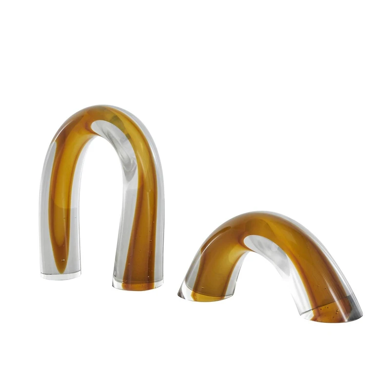 Orange Abstract Arch Glass Sculpture Set