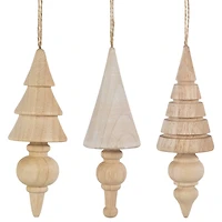 3ct. Natural Trees Wooden Christmas Ornaments
