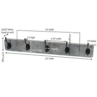 Household Essentials Wall Mounted Coat Rack with 5 Hooks