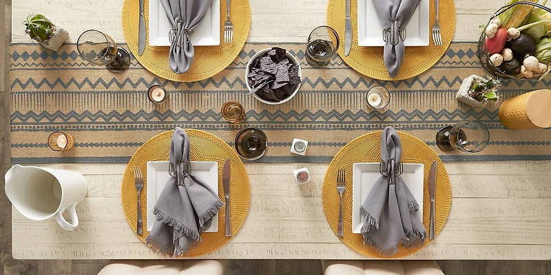 DII® Mineral Aztec Print On Natural Jute Table Runner 14x72