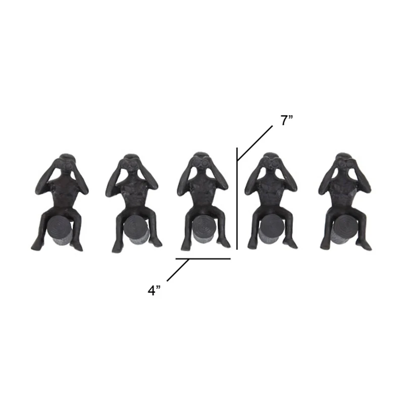 Set of 5 Dark Grey Aluminum Modern Wall Decor, 4" x 7"