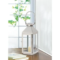 10" Sleek Stainless Steel Manhattan Candle Lantern with Handle