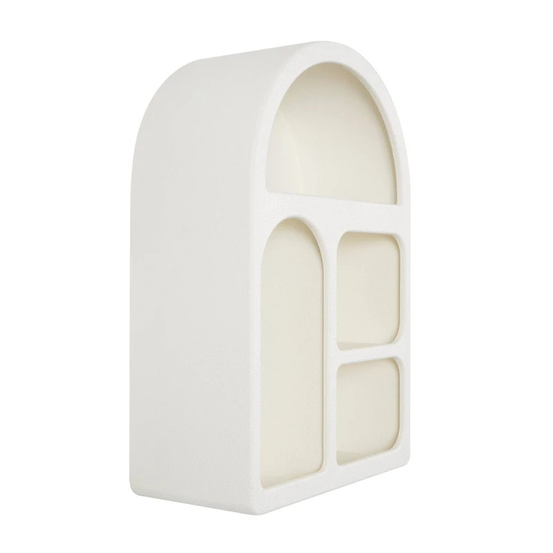 24" Cream Geometric Arched Wall Shelf