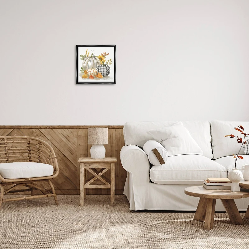 Stupell Industries Patterned Pumpkins Autumn Harvest Floater Framed Art