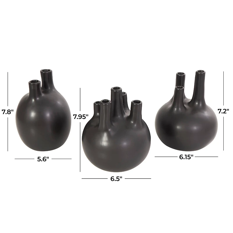 CosmoLiving by Cosmopolitan Black Round Ceramic Bud Vase Set