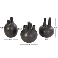 CosmoLiving by Cosmopolitan Black Round Ceramic Bud Vase Set