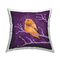 Stupell Industries Vivid Bird Botanical Tree Branch Pattern Throw Pillow, 18" x 18"