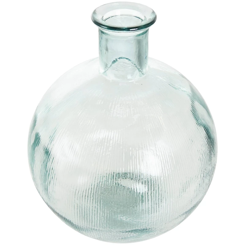 17" Clear Ribbed Round Glass Spanish Vase