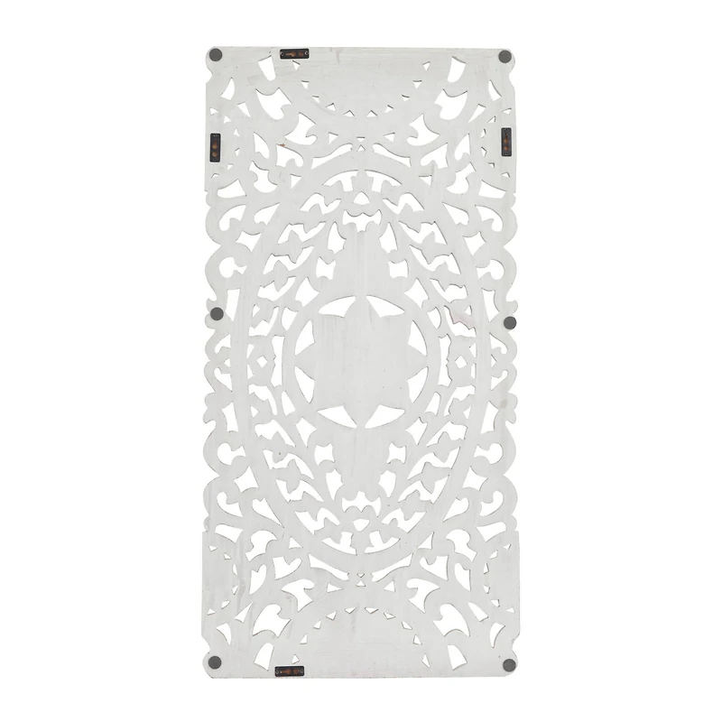 White Wood Traditional Wall Decor, 48" x 24"