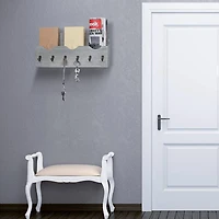 NEX™ Rustic Gray Wall Mounted Mail Holder & Organizer with 6 Key Hooks
