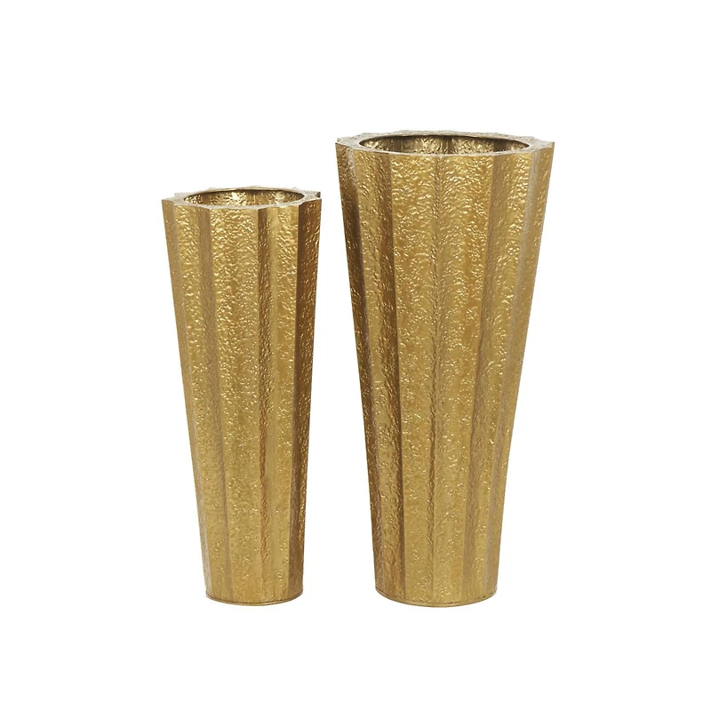 Gold Textured Floor Vase Set