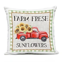 Stupell Industries Farm Fresh Sunflowers Gingham Truck Outdoor Printed Pillow