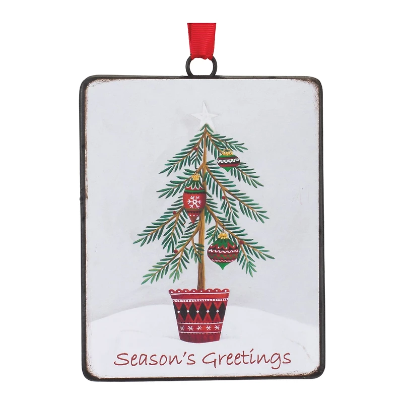 12ct. Seasons Greetings Pine Tree Ornament
