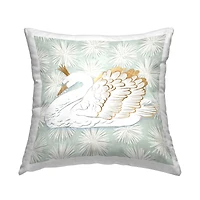 Stupell Industries Glam Crown Swan Throw Pillow