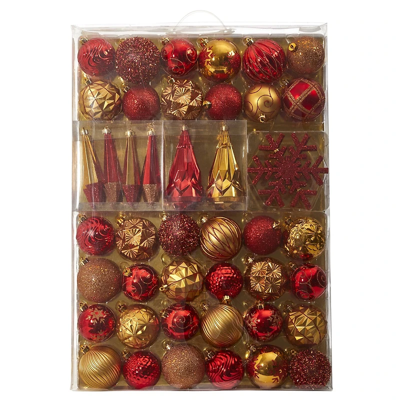52ct. 6" Red & Gold Shatterproof Ornament Set