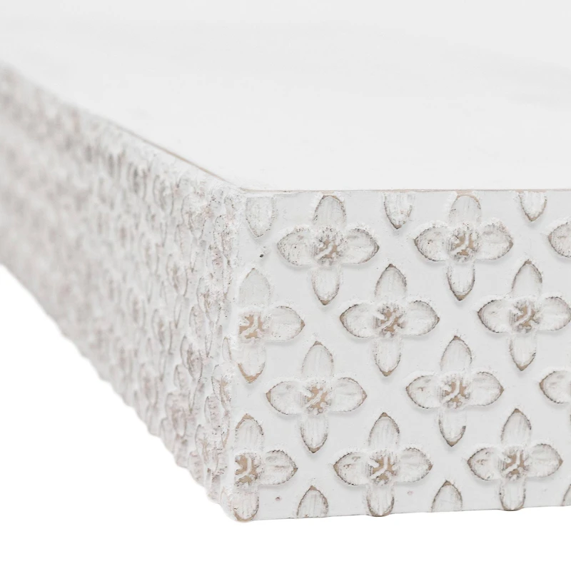 Rustic Embossed Wood Floating Wall Shelf