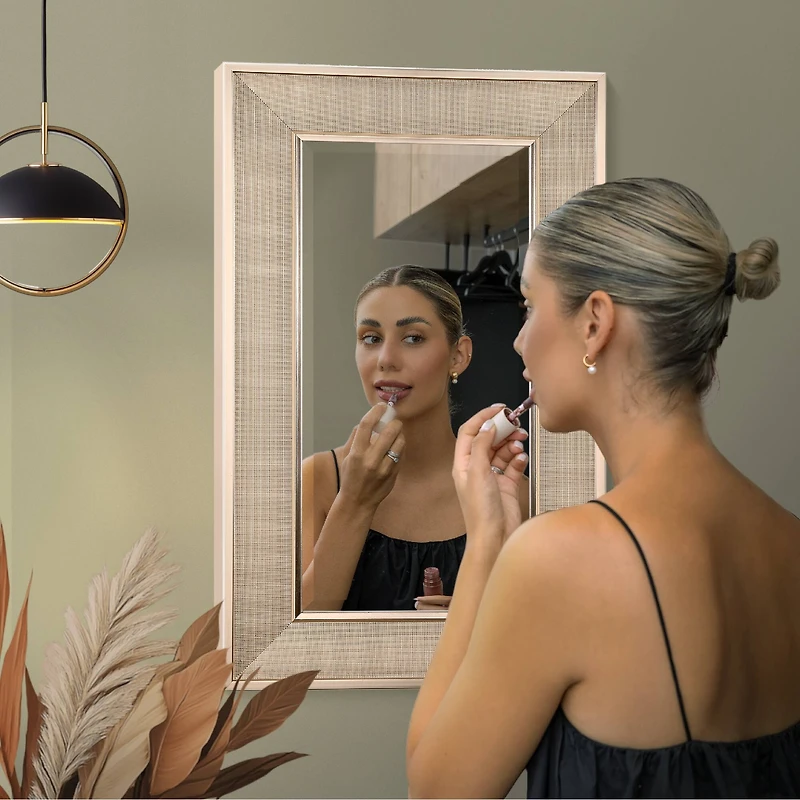 Head West Pave Brushed Nickel Stylish Bathroom & Wall Mirror