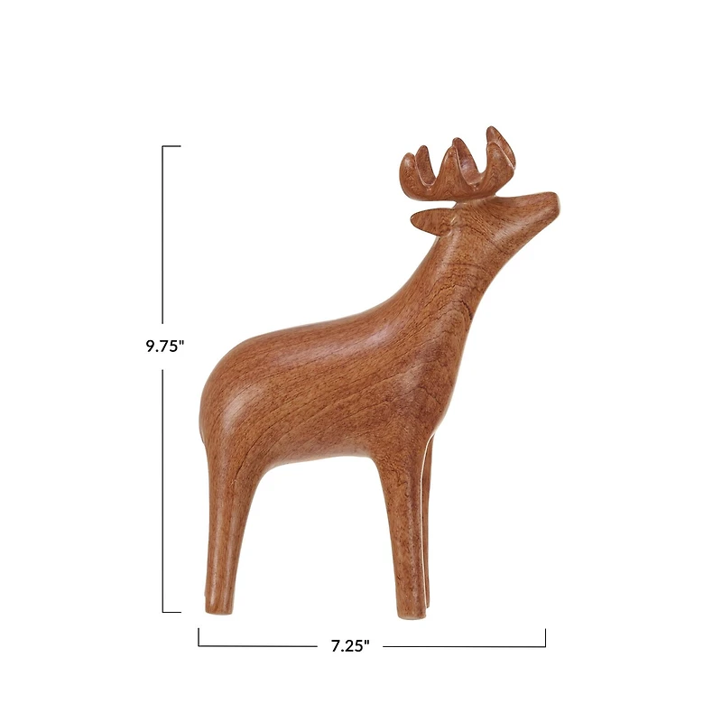 Hello Honey® 9.75" Brown Woodgrain Stoneware Standing Deer Décor Accent