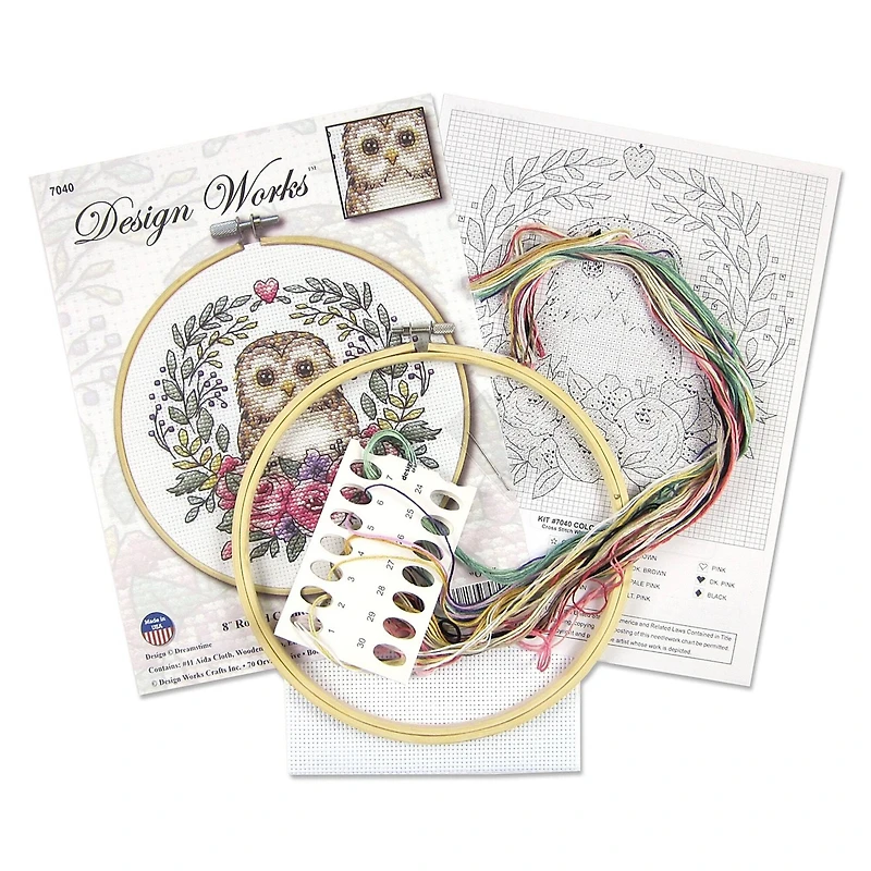 Design Works™ 8'' Round Owl Counted Cross Stitch Kit