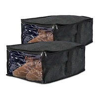 DII® Black Linen Under-The-Bed Shoes Soft Storage Set, 2ct.