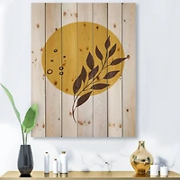 Designart - Abstract Yellow Sun and Moon With Tropical Leaf II