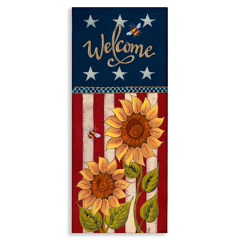 Stupell Industries Americana Welcome Country Sunflowers Canvas Wall Art