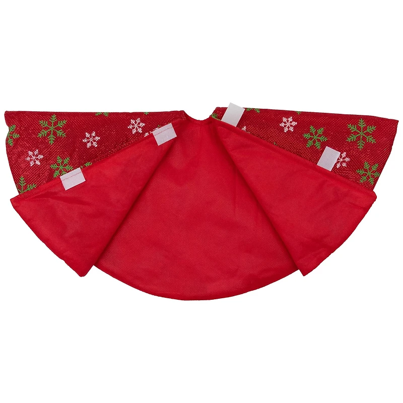 20" Red Metallic & Snowflake Print Mini Tree Skirt