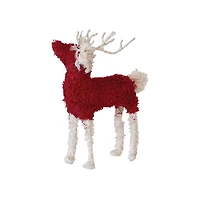 Hello Honey® 9" Red & White Bouclé Cotton Knit & Wire Reindeer Accent
