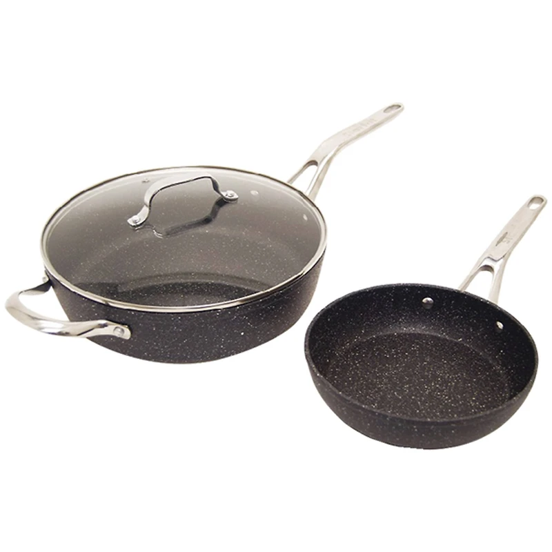 The ROCK by Starfrit 3-Piece Cookware Set With Riveted Cast Stainless Steel Handles