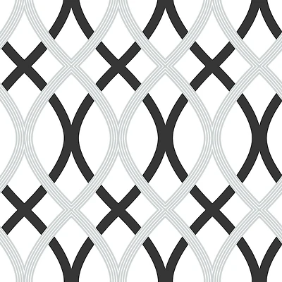 NuWallpaper Black & Silver Lattice Peel & Stick Wallpaper