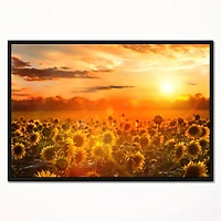 Designart - Yellow Sunset over Sunflowers