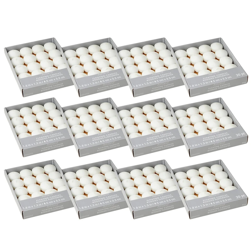 12 Packs: 40 ct. (240 total) Basic Elements™ White Floating Candles Value Pack by Ashland®