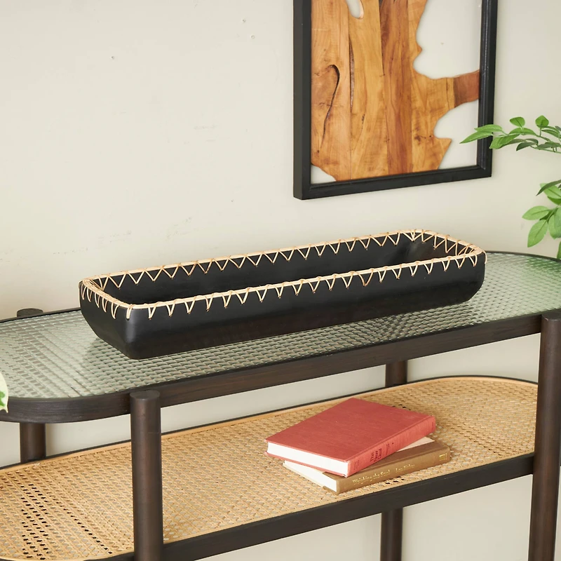 24" Black Mango Wood Handmade Nesting Tray