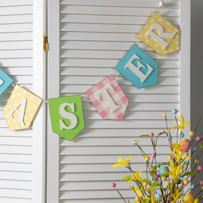 Glitzhome® 6.5ft. Wooden Happy Easter Garland