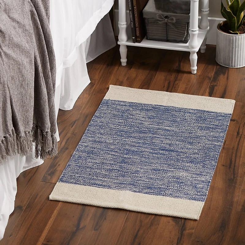 DII® French Blue Variegated Border Hand-Loomed Rug, 2ft. x 3ft.