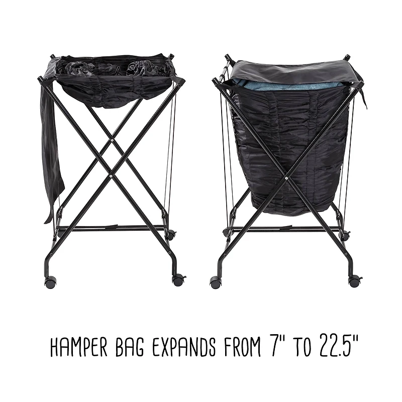 Honey Can Do Black Single Bounce Back Hamper with Wheels and Lid