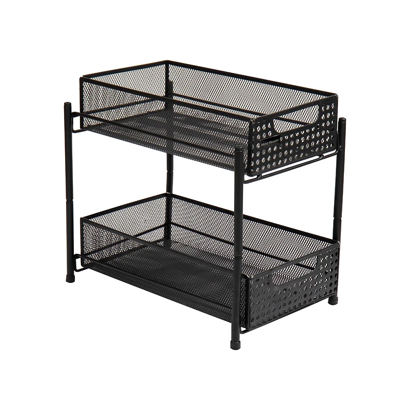 Mind Reader 2-Tier Metal Mesh Heavy Duty Organizer Slide Out Basket Drawer